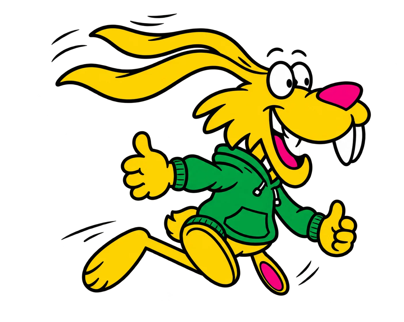 Das gelbe Höllmüller-Reisemaskottchen im grünen Pullover